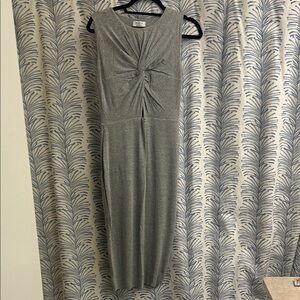 Bailey 44 Gray Twist-Front Sleeveless Midi Dress